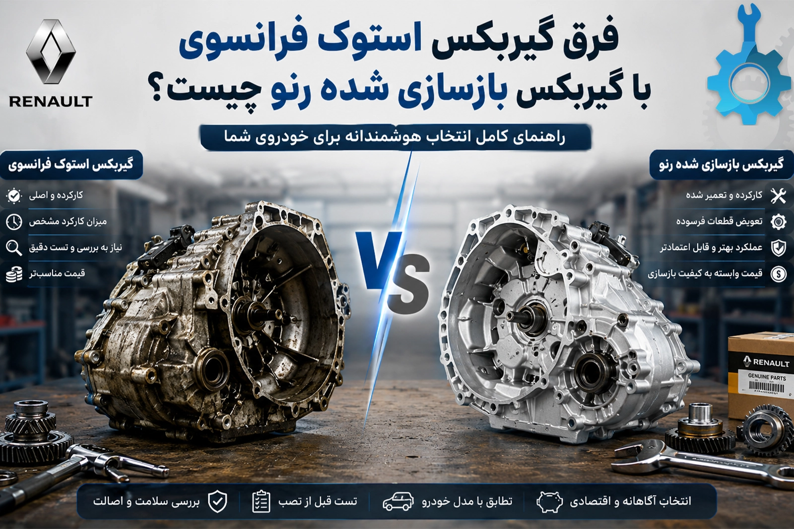 فرق گیربکس استوک فرانسوی با گیربکس بازسازی شده رنو چیست؟